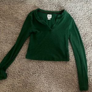 Urban outfitters BDG dark green long sleeve crop top